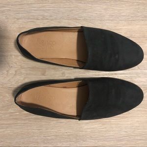 Franco Sarto Leather Black Flats, W’s 8